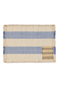 Set 2 protectii de masa din bumbac crem/albastru 38x54 cm Handloom Lorena Canals