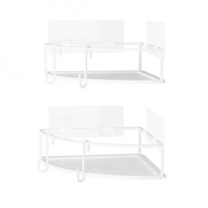 Set 2 rafturi pentru baie albe din metal 23 cm Cubiko Corner Umbra