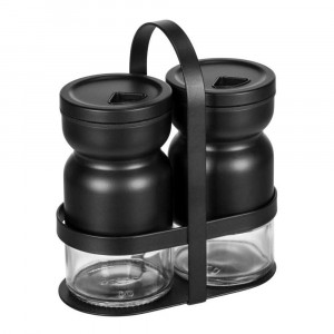 Set 2 recipiente pentru condimente negre/transparente din metal Melli Wenko
