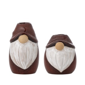 Set 2 suporturi lumanari rosii din ceramica Lyda Bloomingville