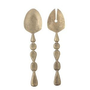 Set 2 ustensile pentru salata maro alama din metal Edi Bloomingville