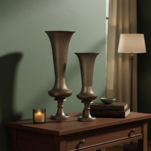 Set 2 vaze decorative maro bronz din metal Urn Giner y Colomer