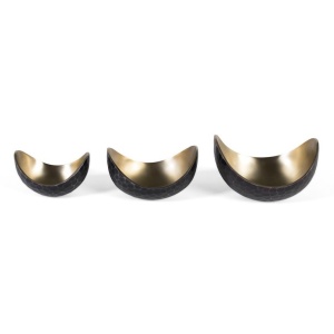 Set 3 boluri decorative aurii/negre din metal Ders Giner y Colomer