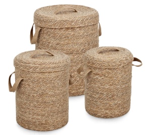 Set 3 cosuri maro din fibre naturale Hamida Lid Bizzotto