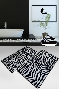 Set 3 covorase de baie multicolore din fibre sintetice Strıped The Home Collection
