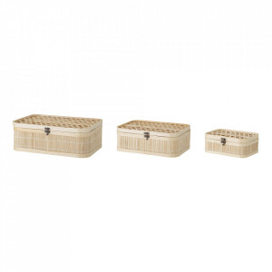 Set 3 cutii cu capac maro din bambus Jach Bloomingville