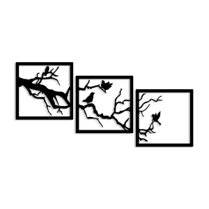 Set 3 decoratiuni de perete negre din metal Bough Trio B The Home Collection