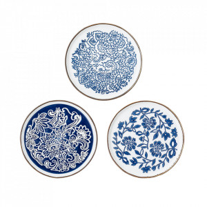 Set 3 farfurii albastre din ceramica Molly Bloomingville