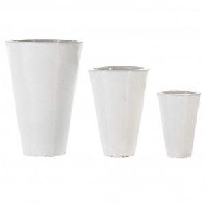 Set 3 ghivece albe din ceramica Potera Thai Natura