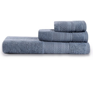 Set 3 prosoape albastru indigo din bumbac Piramit The Home Collection