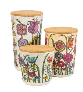 Set 3 recipiente cu capac multicolore din plastic Garden Wenko