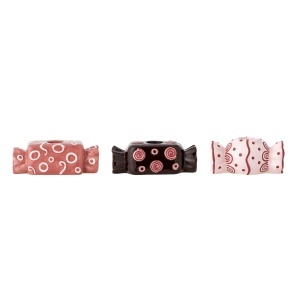 Set 3 suporturi lumanare roz din ceramica Maiano Bloomingville