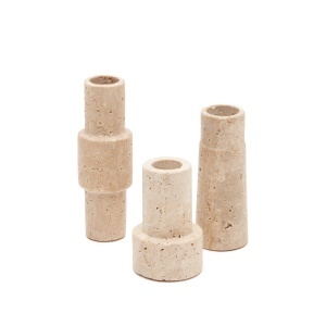 Set 3 suporturi pentru lumanare crem din piatra Majid Kave Home