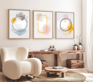 Set 3 tablouri multicolore din lemn 50x70 cm Afey The Home Collection