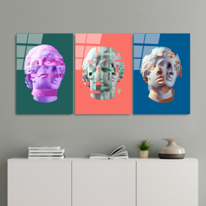 Set 3 tablouri multicolore din sticla 45x65 cm Stat The Home Collection