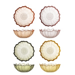 Set 4 boluri multicolore din sticla 120 ml Kana Bloomingville