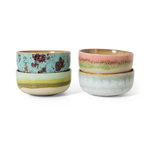 Set 4 boluri pentru desert multicolore din ceramica 13 cm 70s Impression HKliving