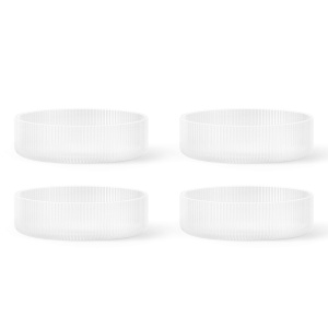 Set 4 boluri transparente din sticla 12 cm Ripple Frosted Ferm Living