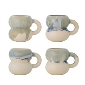 Set 4 cani albastre/crem din ceramica 400 ml Luna Bloomingville