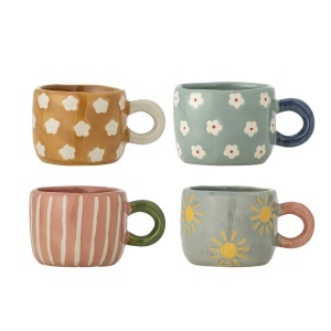 Set 4 cesti multicolore din ceramica 110 ml Nini Bloomingville