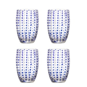 Set 4 pahare albastre din sticla 350 ml Brinley Bloomingville