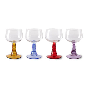 Set 4 pahare pentru vin multicolore din sticla 250 ml Swirl HKliving