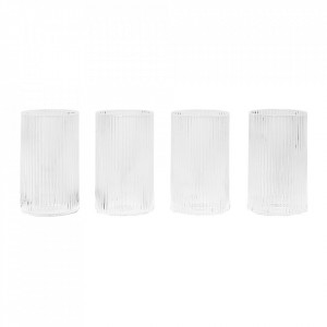 Set 4 pahare transparente din sticla 140 ml Ripple Verrines Ferm Living