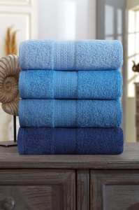 Set 4 prosoape albastre din bumbac 50x85 cm Rainbow The Home Collection