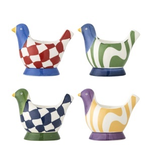 Set 4 suporturi pentru ou multicolore din ceramica Birdy Bloomingville