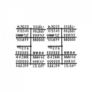 Set 424 litere negre din polipropilena pentru panou memo Grid Monograph