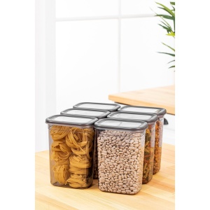 Set 6 recipiente cu capac transparente/gri din plastic 1.5 L Clove The Home Collection
