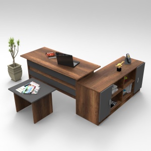 Set birou, consola si masa de cafea maro nuc/gri antracit Blanca The Home Collection