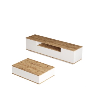 Set comoda TV si masa de cafea maro/albe Irina The Home Collection
