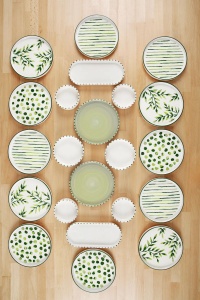 Set de masa 22 piese albe/verzi din ceramica MCH09974 The Home Collection