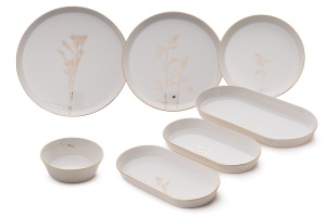 Set de masa 27 piese albe/aurii din ceramica BNVFR27YT401267721 The Home Collection