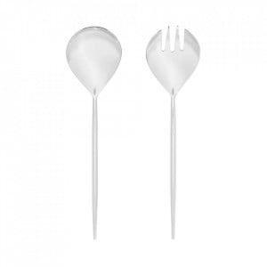 Set lingura si furculita argintie din inox pentru salata Crisps Kave Home