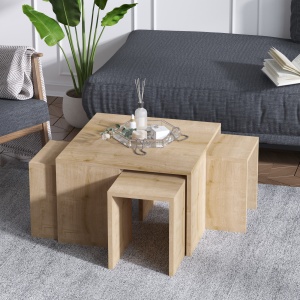 Set masa de cafea cu 4 mese laterale maro Ortanca The Home Collection