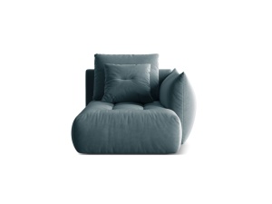 Sezlong canapea modulara albastru pastel din catifea pentru 1 persoana Bloom Casino Right Lounge Micadoni