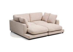 Sezlong canapea modulara bej din textil pentru 3 persoane Gala Micro Boucle Kave Home