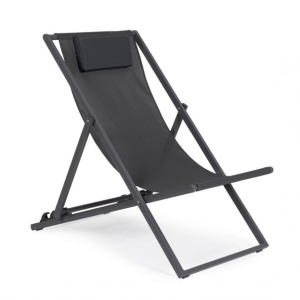 Sezlong gri inchis/carbune din textil Taylor Deck Bizzotto