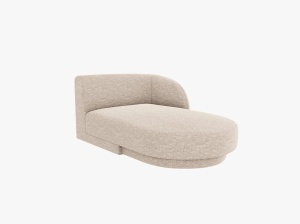 Sezlong pentru canapea modulara bej din textil pentru 2 persoane Miley Right Chenille Micadoni
