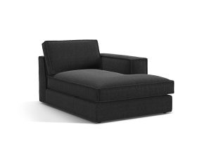 Sezlong pentru canapea modulara neagra din textil pentru 1 persoana Pola Right Micadoni