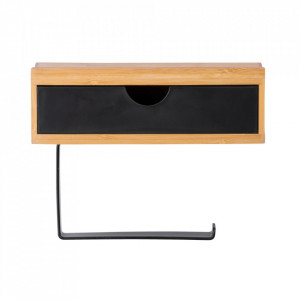 Suport hartie igienica negru/maro din lemn Bambusa Wenko