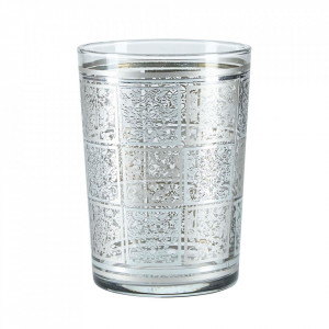 Suport lumanare transparent/gri argintiu din sticla 10 cm Moroccan Margit Brandt