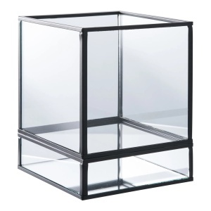 Suport lumanare transparent/negru din sticla 15 cm Avy House Nordic