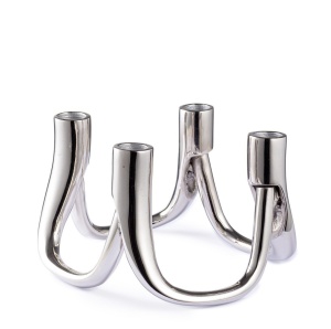 Suport lumanari argintiu din metal 13 cm Mythri Bizzotto