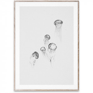 Tablou cu rama stejar 50x70 cm Jellyfish Paper Collective