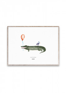 Tablou multicolor cu rama din lemn 30x40 cm Coco the Crocodile Paper Collective