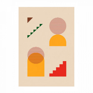 Tablou multicolor cu rama din lemn 30x40 cm Lunar Paper Collective