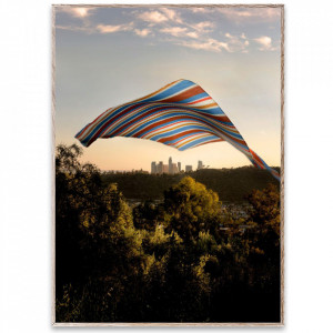 Tablou multicolor cu rama din lemn LA Skies Paper Collective